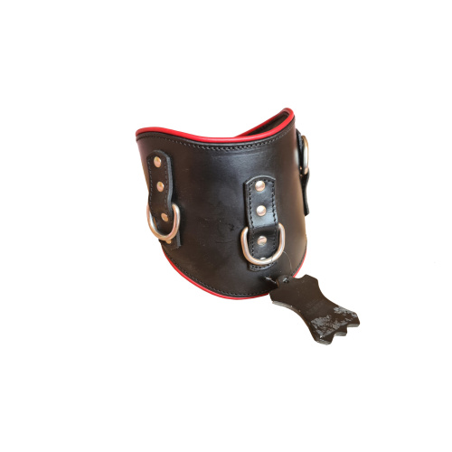 BDSM collar wide for heavy dungeon, calf and cowhide