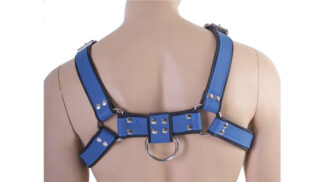 Breast Fetish Harness Blue Leather