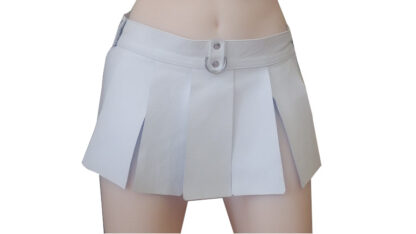 white genuine leather mini skirt
