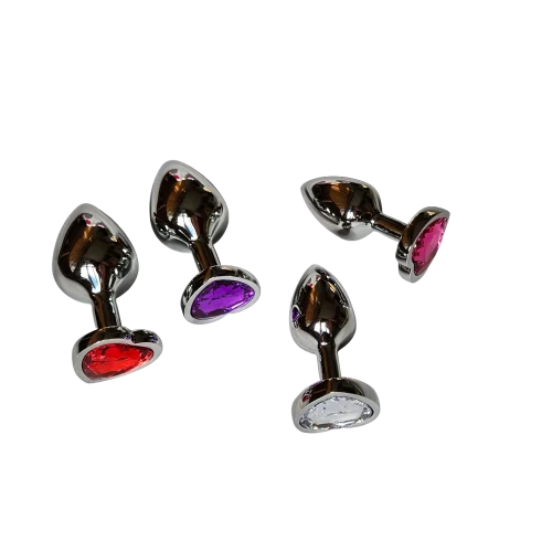 Anal plug gemstone heart steel zinc