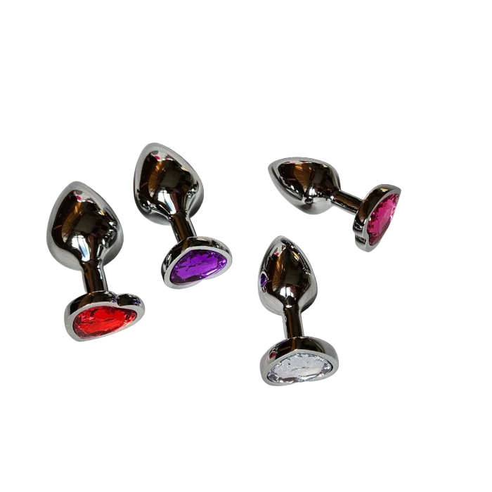 Anal plug gemstone heart steel zinc