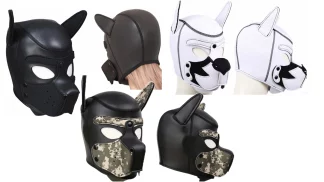 BDSM маска для собак чорна армійська біла
