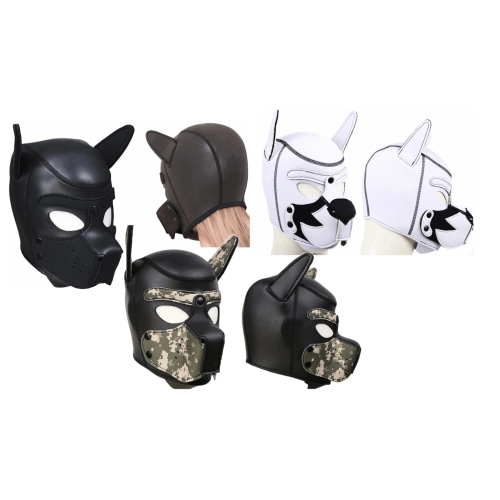 Masque de chien BDSM noir armée blanc
