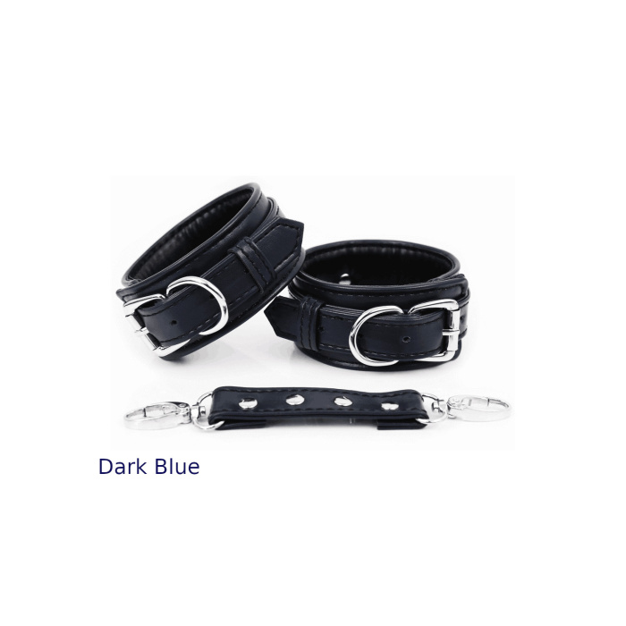 Leatherette dark blue handcuffs