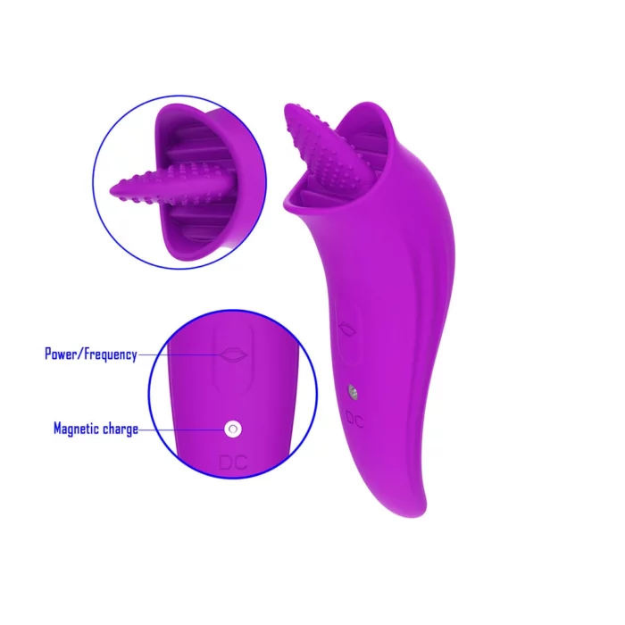 Ergonomiczny wibrator z oscylującym językiem do lizania warg sromowych, łechtaczki, sutków