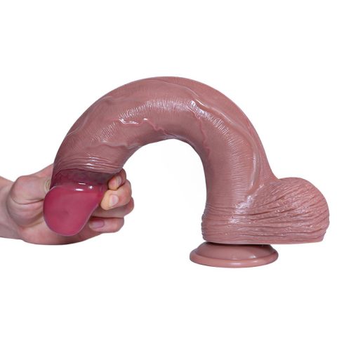 Large double layer extra realistic silicone dildo
