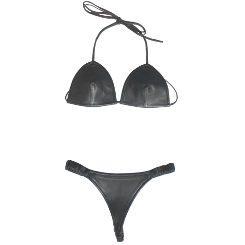 soutien-gorge en cuir, culotte en cuir cuir de qualité, lingerie