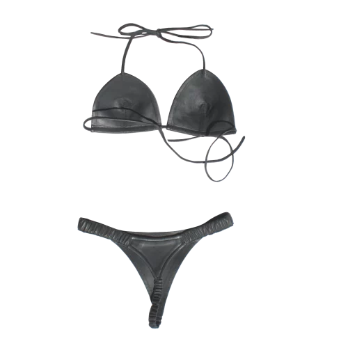 soutien-gorge en cuir, culotte en cuir qualité cuir, lingerie, dos